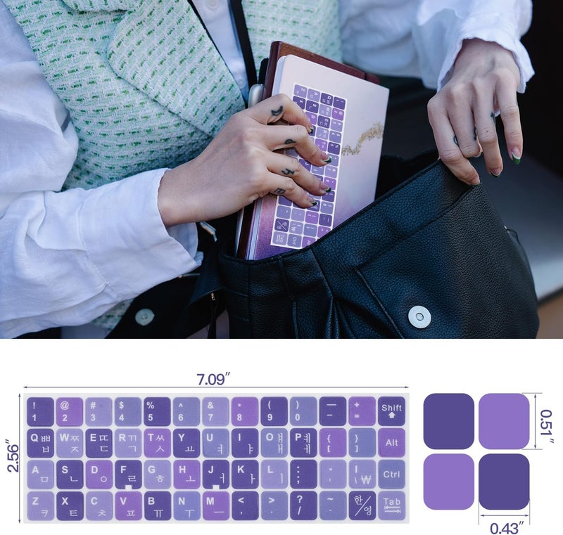 DAMMOMKO 2Pack Korean Keyboard Stickers, Korean-English Keyboard Sticker on Purple Background with White Lettering, Korean Keyboard Letters Replacement Stickers for Laptop Desktop Computer Notebook - Image 3